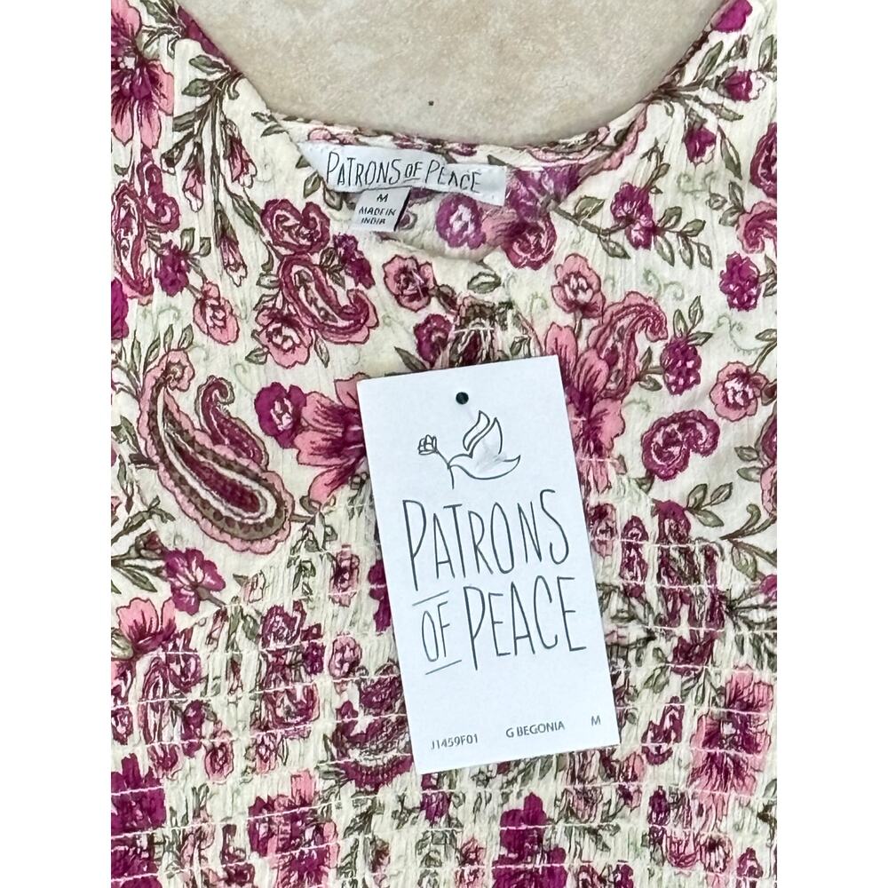 Patrons of Peace Pink Paisley & Floral Print V-Neck Crop Top Size Medium NEW - Picture 9 of 11
